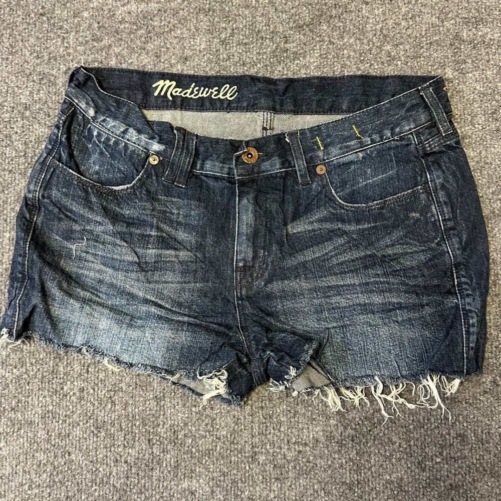 Madewell Shorts Womens Size 26 Blue Denim Raw Hem Cutoff Casual Dark Wash